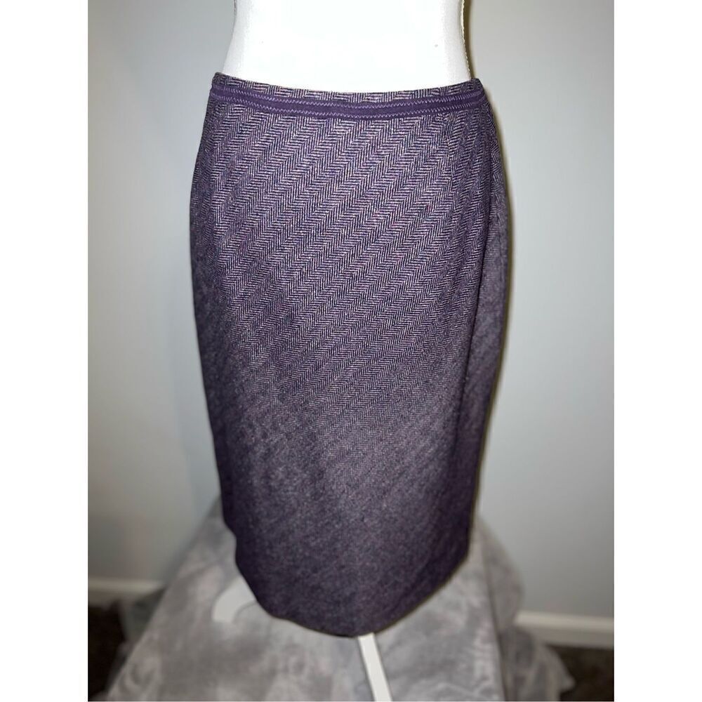 Brooks 346 Wool Silk Blend Purple MIDI Skirt 8